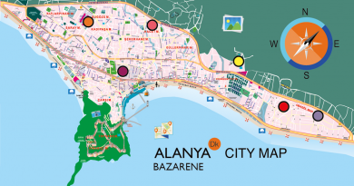 Bykort over Alanyas Bazarer, bykort over bazar, bykort over bazar alanya, bykort over alanya, Bazar i alanya, bazar alanya, hvor er der bazar i alanya, hvilke dage er der bazar i alanya.