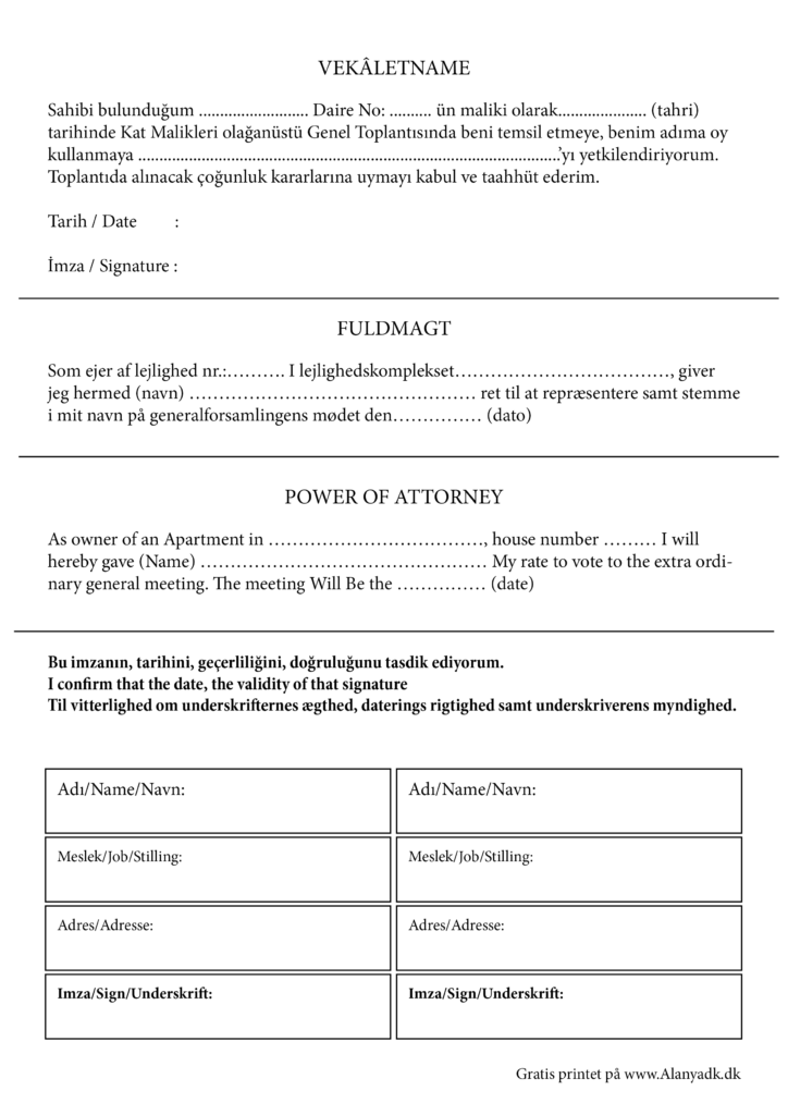 fuldmagt, download fuldmagt, gratis fuldmagt til generalforsamlinger, generalforsamlinger i alanya, alanya generalforsamlinger, fuldmagt generalforsamlinger alanya