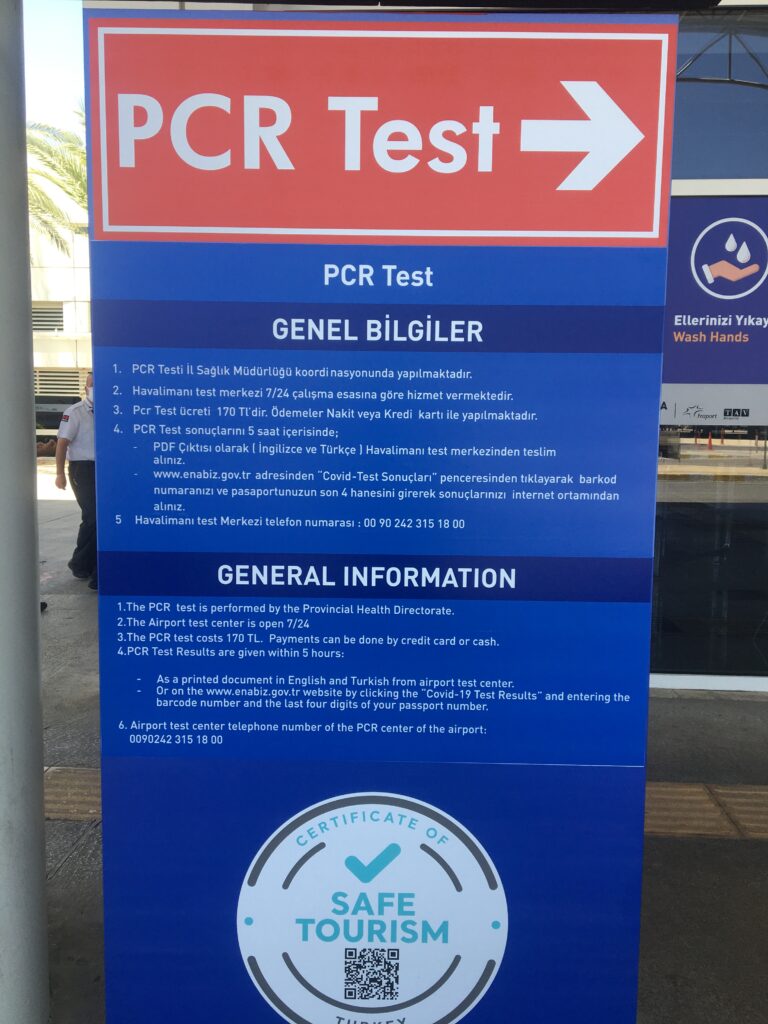 PCR test antalya lufthavn, Antalya lufthavn corona test, test i antalya lufthavn, corona test ved hjemrejse til Danmark, Rejser til Tyrkiet, regler for rejser til Tyrkiet