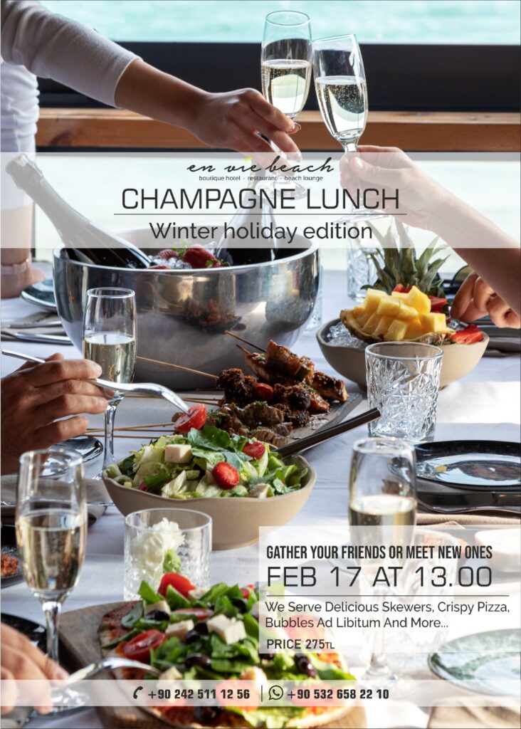 Champagne lucnh, En Vie Beach, Hotel En Vie Beach, Restaurant En Vie Beach, Champagne frokost Alanya, Champagne lunch Alanya