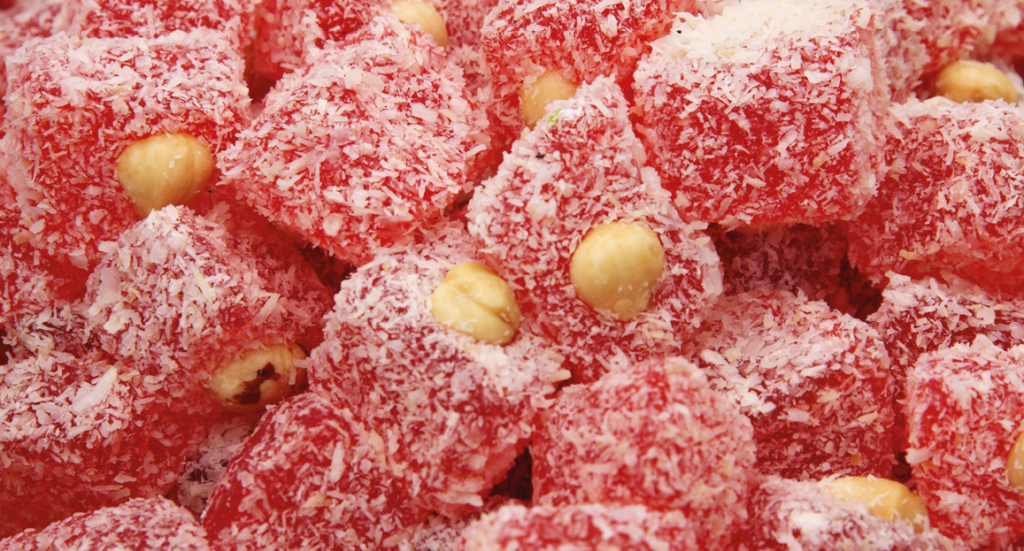 Tyrkisk delight, tyrkiet souvenirs, souvenirs fra Tyrkiet, Tyrkisk Lokum, tyrkisk slik, Slik fra Tyrkiet