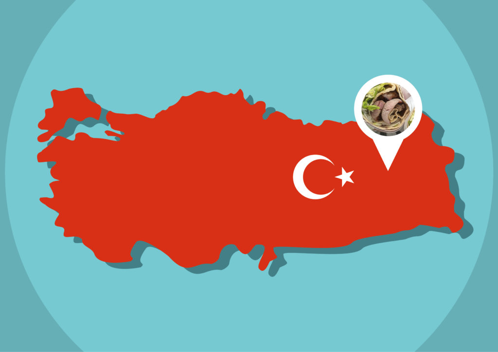 Tyrkiske specialiteter, mad fra Tyrkiet, Regioner i Tyrkiet, Mad fra forskellige regioner i Tyrkiet,   Erzurum specialiteter, tyrkisk kebab, Çağ Kebabı, cag kebab, 