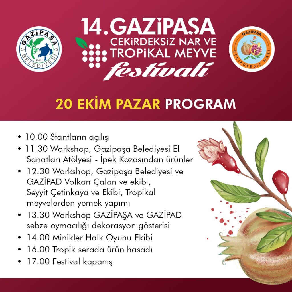 gazipasa, festival i gazipasa, granatæble festival i gazipasa, festivaller i tyrkiet