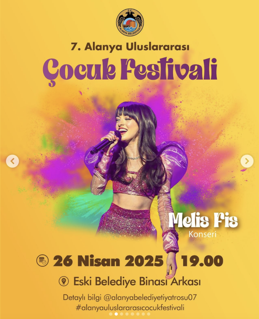 Børnenes Festival i Alanya 2025, international børnefestival i Tyrkiet, aktiviteter for børn i Alanya, festival ved det gamle rådhus i Alanya, forårsfestival i Alanya centrum, begivenheder i Alanya april 2025, Alanya festivaler